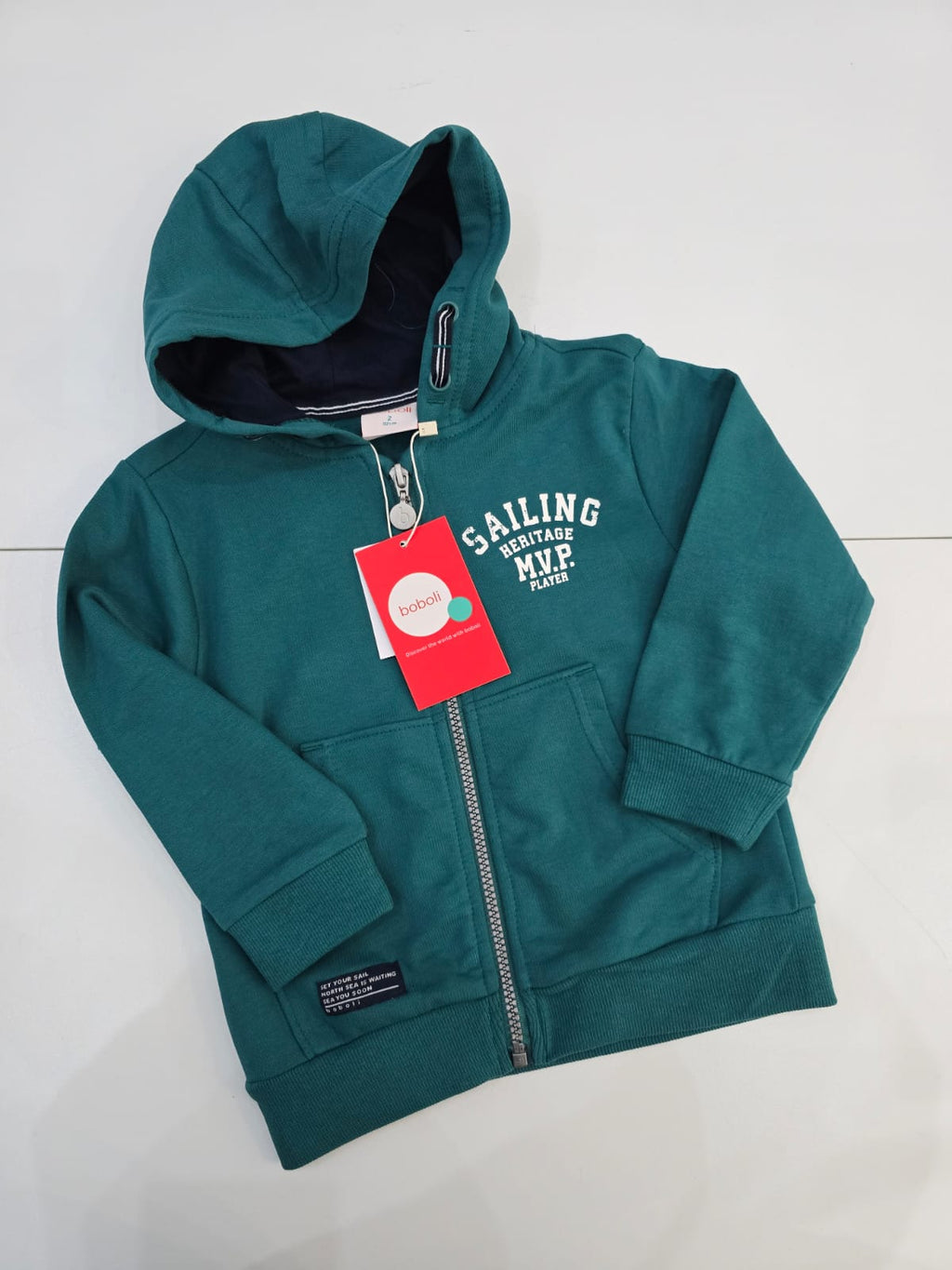 Felpa con zip verde